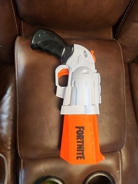Nerf Fortnite Orange White Black Revolver Blaster